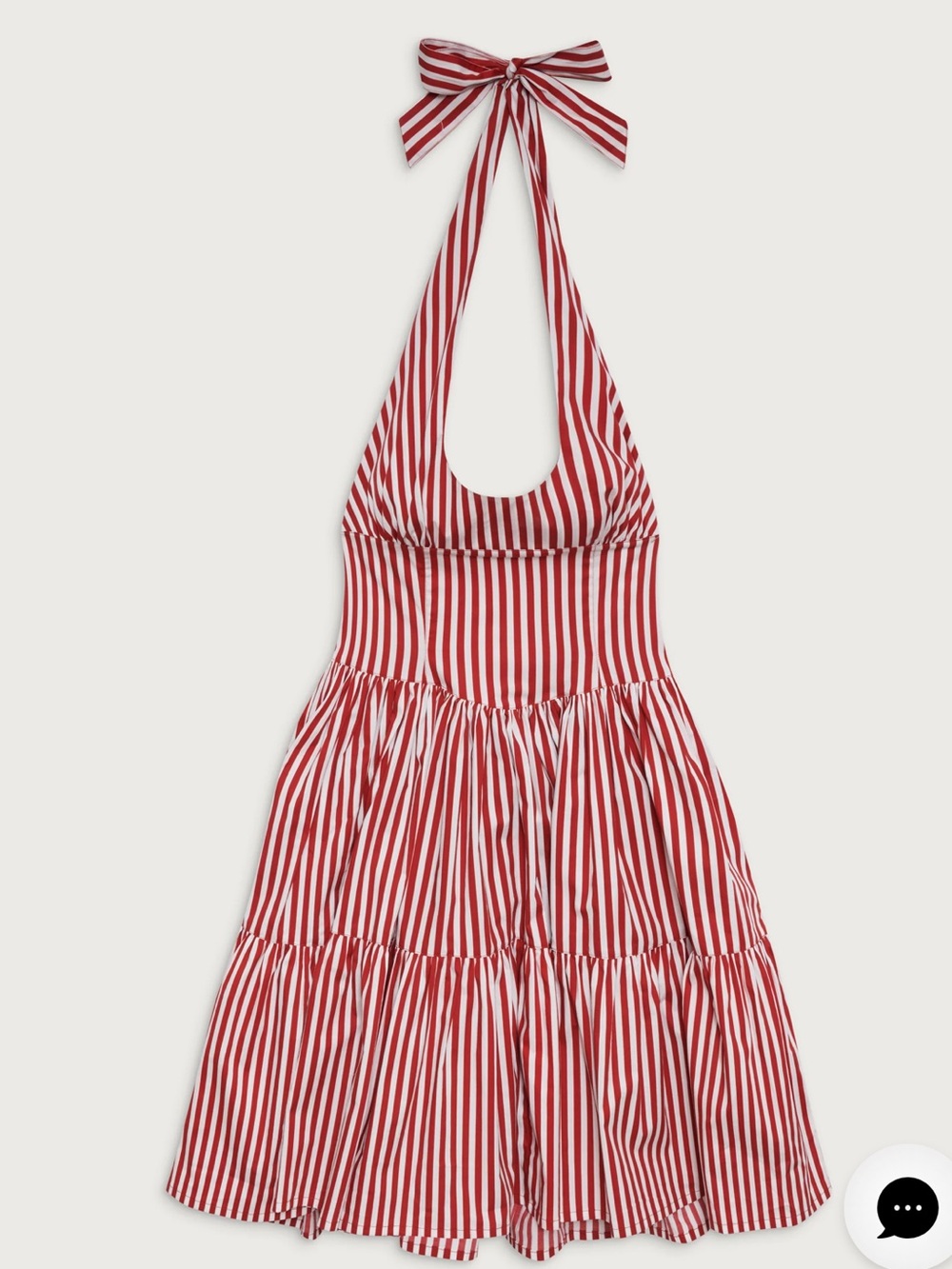 Frankies Bikinis Red & White Striped Halter Mini Dress – Corset Fit & Flare Tier